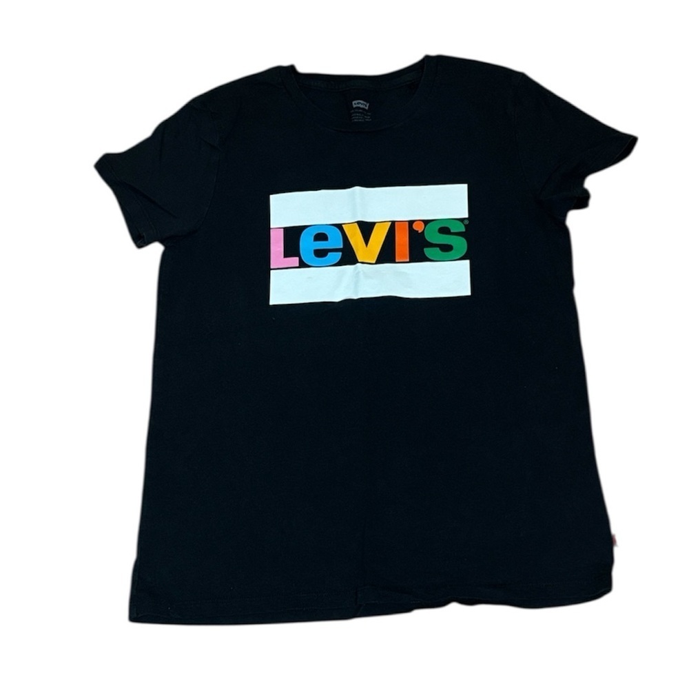 Levi's Women’s Black T-Shirt with Multicolor Logo, Small